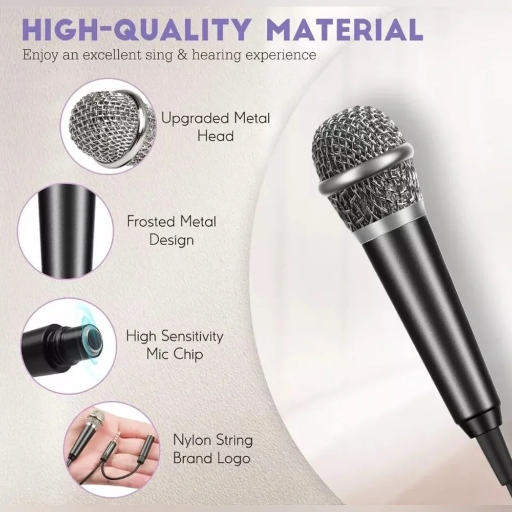 Mini Microphone, Karaoke Microphone for Voice Recording Interview, Portable NWT